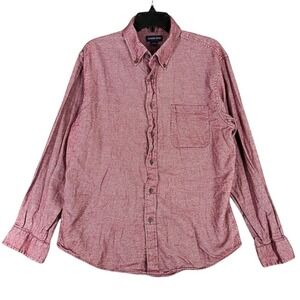 Lands End Mens L Shirt Oxford Chambray Traditional‎ Fit Classiccore Clean Fit
